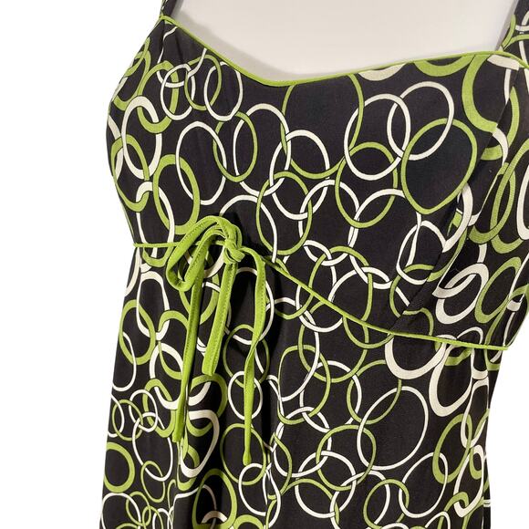 Vintage 90s Studio I Slinky Geometric Print Cocktail Dress Size 14 Green Multi - Picture 2 of 8